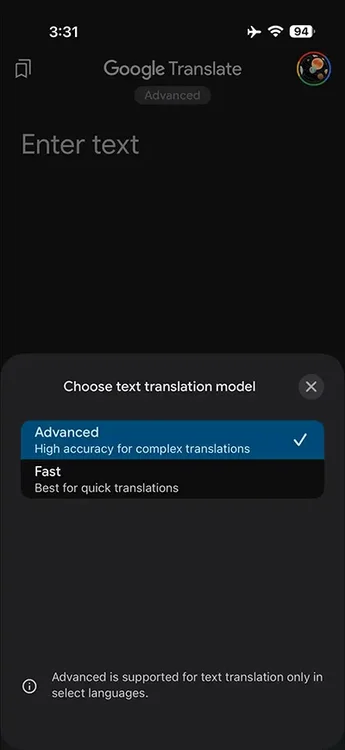 Google-Translate-model-picker-Advanced.webp